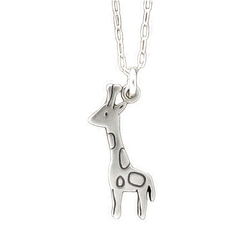 Mark Poulin Sterling Silver Giraffe Necklace on 16 18 20 Inch Adjustable Chain 925 Charm Handmade for Women and Girls