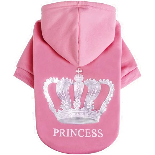 EXPAWLORER Prinecss Dog Hoodie for Girl - Hooded Dog Sweater with Leash Hole, Dog Cold Weather Clothes,Sweatshirt with Pocket, Pet Warm Outfit, Winter Coats for XS-XXL Dogs