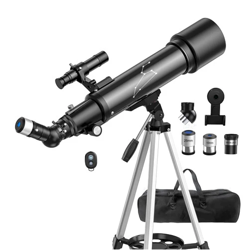 Qniuco Telescope, 70mm Aperture 600mm Telescopes for Adults Astronomy & Kids & Beginners, Portable Refracting Telescope with an Adjustable Tripod, a Bag, a Phone Adapter & a Wireless Remote
