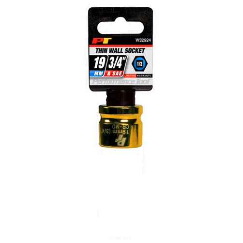 Performance Tool W32924 1/2-Inch Impact Drive 19mm/3/4 Thin Wall Socket , Gold