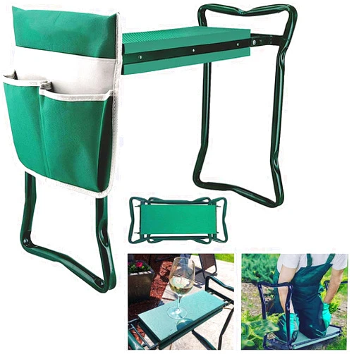 BDL Garden Kneeler Seat with Upgraded Thicken Kneeling Pad and 1 Large Tool Pouch, Foldable Stool 330lb Capacity-Protects Your Knees, Clothes from Dirt & Grass Stains
