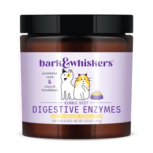 Dr. Mercola Bark & Whiskers Digestive Enzymes Kibble Diet, for Dogs & Cats, 4.23 oz. (120 g), 150 Scoops, Promotes Carb & Starch Breakdown, Veterinarian Formulated, Non-GMO, Dr. Mercola