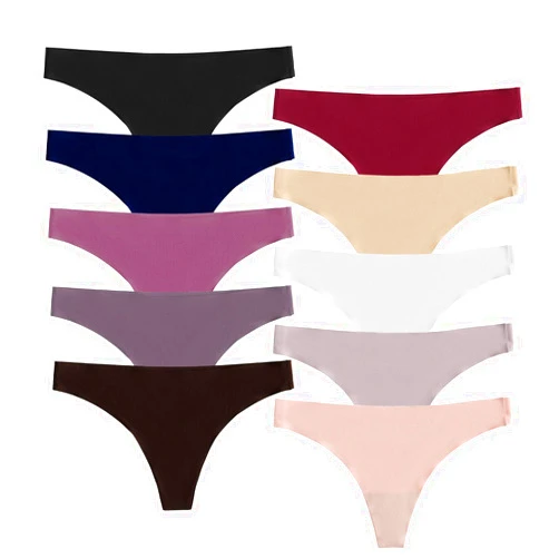 POKARLA Seamless Thongs for Women No Show Underwear Pack of 10