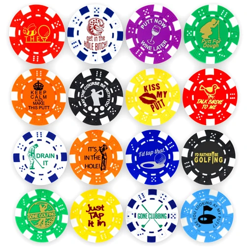 DA VINCI Golf Ball Marker Poker Chip Collection, 11.5 Gram Striped Chips