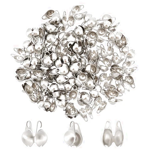 PH PandaHall 100pcs Stainless Steel Cord Ends Open Clamshell Crimp Bead Tips Knot Covers End Caps Jewelry Findings for Bracelet Necklace Making DIY