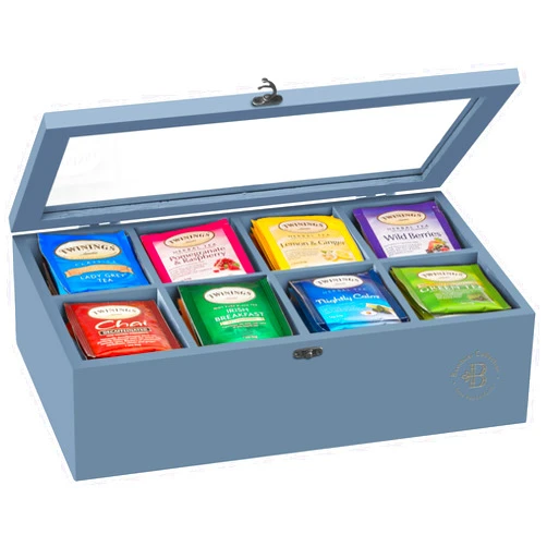 Bambüsi Bambsi Tea Bag Organizer - Bamboo Tea Box Organizer Storage Box, Tea Bag Holder with Acrylic Window, Magnetic Lid Keeps Tea Bags Fresh - Tea Organizer Caddy (Tea Not Included) Christmas Gift - Grey