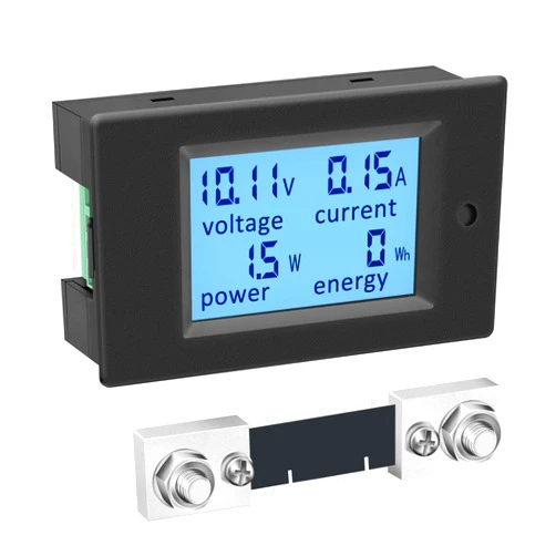 DROK DC Power Meter, DROK 6.5-100V 100A 12V 24V 36V 48V 60V 72V Volt Amp Watt Meter, LCD Display Multimeter Voltage Current Energy RV Battery Monitor Voltmeter Ammeter Wattmeter Panel with 100A Shunt