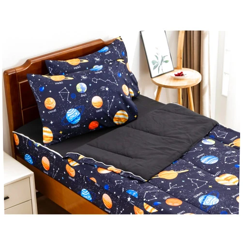Meeting Story 3pcs Kids Comforter Sets Zipper Bedding Set for Boys,Twin Kid Bedding Set Outer Space Comforter Universe Galaxy Bedding Set for Kid,All in one Zipper Bedding（Black,Twin）