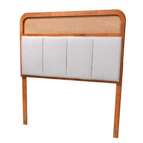Baxton Studio Esti Headboard, Queen, Light Grey/Ash Walnut