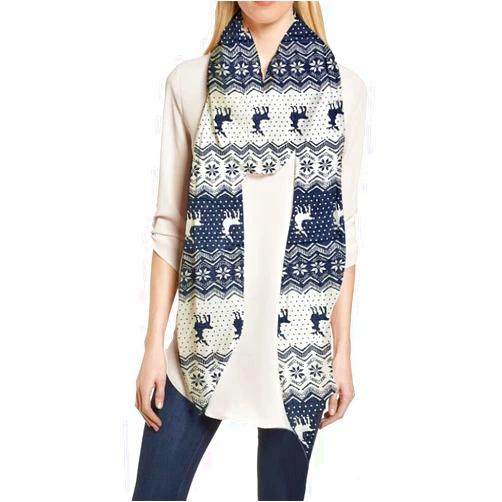 Lina & Lily Christmas Pattern Print Women's Holiday Festival Scarf Shawl Wrap Lightweight