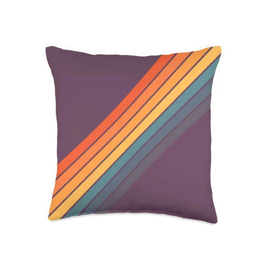 Classic Minimal Decorative Retro Pattern Design Colorful 70s Vintage Style Retro Summer Stripes Throw Pillow, 16x16, Multicolor