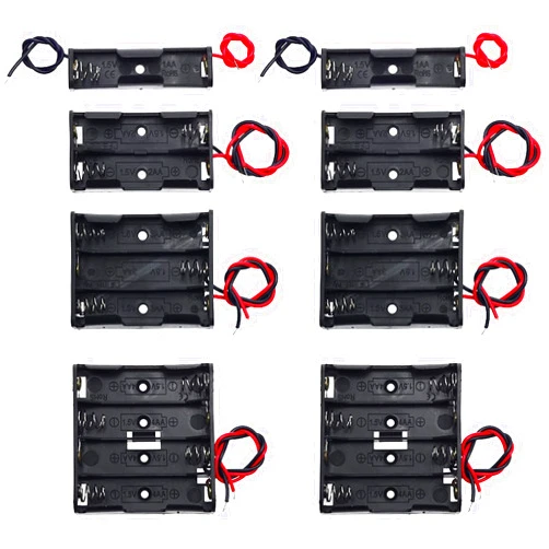 QTEATAK 8 Pack AA Battery Holder Bundle with Wire 1 AA Battery Holder 1.5V, 2 Pcs, 2 AA Battery Holder 3V, 2 Pcs, 3 AA Battery Holder 4.5V, 2 Pcs, 4 AA Battery Holder 6V, 2 Pcs