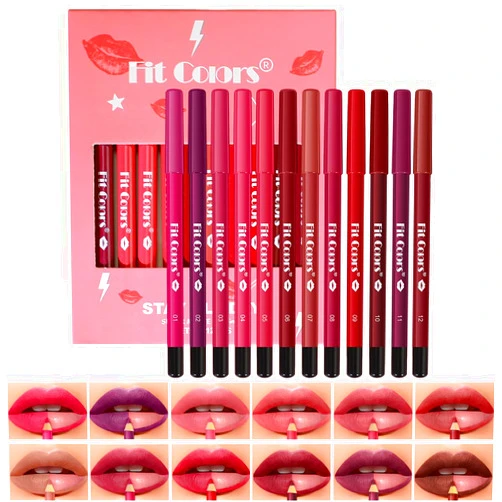 Baorder 12 Colors Matte Lip Liner Pencil Set,Creamy Matte Velvet Lipstick,One Step Lips Makeup Kit,Fit Colors Long Lasting Waterproof Smooth High Pigmented Lip Makeup Pencil for Daily