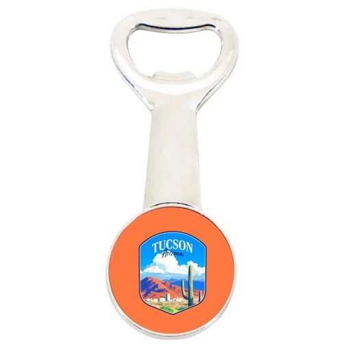 R and R Imports Tucson Arizona Desert Mountains Design Souvenir Magnetic Bottle Opener Single