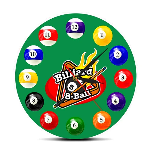 GEMCORE Wall Clock Wall Clocks Silent Non- Billiard Balls Colorful Silent Wall Clock Pool Snooker Sports Clock Pool Hall Game Room Decor Modern Wall Watch Billiard Players Gift