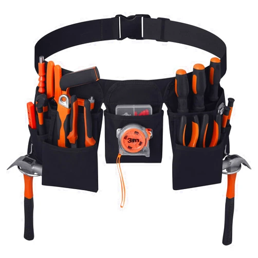 KOYYTO Gifts for Men,19 Pocket Tool Belts with Quick Release Buckle- Heavy Duty Detachable & Adjustable Utility Belt,Work Apron for Men and Women,for Electrician,Carpenter,Construction Tool Belt (Black)