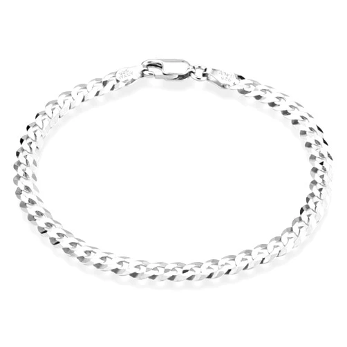 Miabella 925 Sterling Silver Italian 5mm Solid Diamond-Cut Cuban Link Curb Chain Bracelet for Men Women, Made in Italy