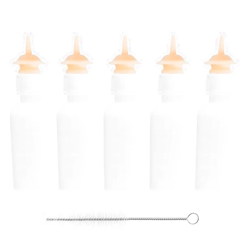 FEDIPUP Pack of 5 Pet Feeding Bottle, Reusable Nursing Bottles Kits with Silicone Nipple, Replacement Original Feeding Bottle for Newborn Kittens Puppies Rabbits Small Cat Dog Animals, Long Nipple