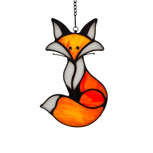 WeDcpcin stained Glass Window Hanging fox Sun Catcher home Decoration Window Panels Gifts for mom,ladies and friends