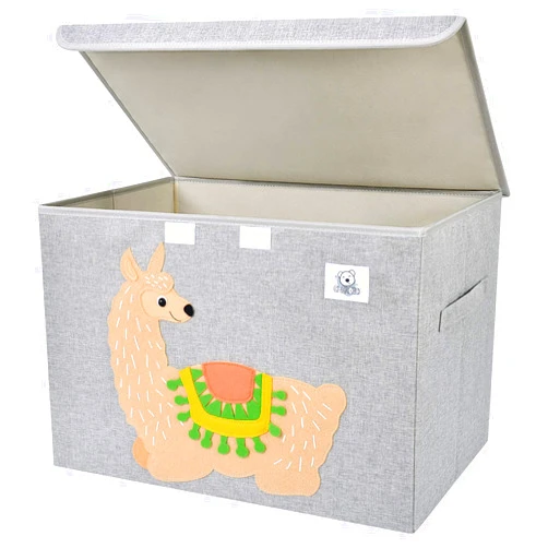 CLCROBD Foldable Large Kids Toy Chest with Flip-Top Lid, Collapsible Fabric Animal Toy Storage Organizer/Bin/Box/Basket/Trunk for Toddler, Children and Baby Nursery (Llama)