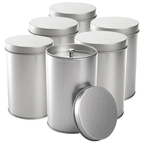 Yesland 6 Pack Tea Tin Canister with Airtight Double Lids, 12 Fluid Oz Tin Can Box and Small Round Kitchen Canisters for Loose Tea, Coffee, Candy, Herbs and Spices(Silver)