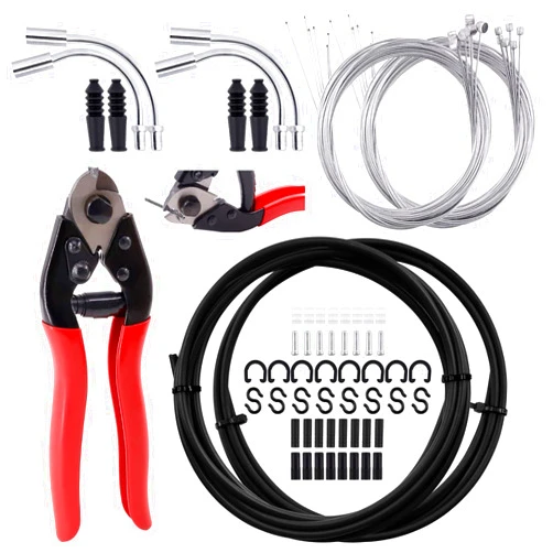 Glarks 73Pcs Bike Brake Cable Housing Kit Including Bicycle Brake Line, V Bike Brake Noodle Cable Guide Pipe and Hose, Bicycle Shifter Cable Housing and Cable Cutter for Road Mountain Bicycle Cycling