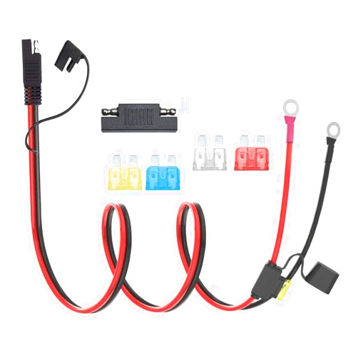 AYECEHI 10AWG SAE Connector Cable 3.3Ft SAE to O Ring Terminal Harness with 10A 15A 20A 25A Protection Fuse for Safety,2-Pin Quick Disconnect Plug,SAE to O Ring Cable for Solar Panel Motorcycle Boat