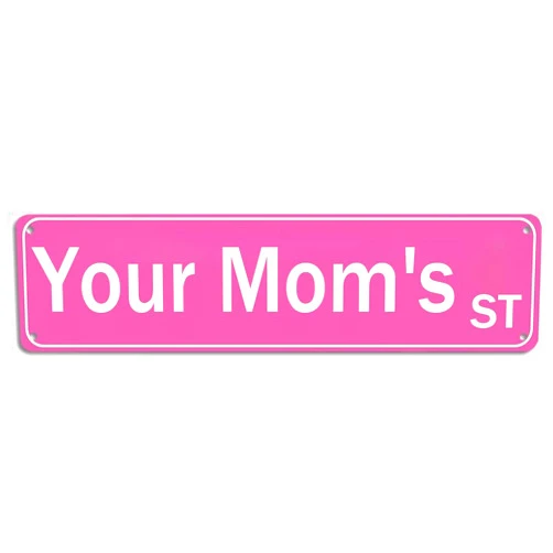 OJINDAXIN Your Mom's St Funny Street Sign Pink Room Decor For Teen Girls Funny Posters Your Mom St Sign Aesthetic Cute Posters For Room Aesthetic Your Mom Tin Sign Wall Decor Y2k 4x16 Inch