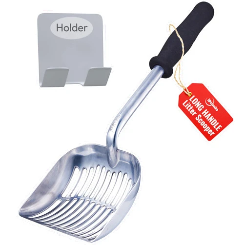 iPrimio Monster Cat Litter Scooper with 17 Inch Long Handle and Soft Grip - Sturdy Extra Large Deep Shovel Scoop - Cat Litter Scoop Great for Sore Hands - Kitty Litter Box Accessory