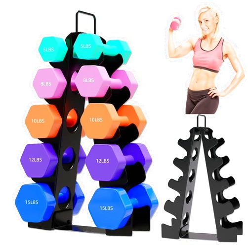 Bupans Weight Rack for Dumbbells, 5 Tiers Compact A-Frame Heavy Dumbbell Organizer, Dumbbell Rack Stand Only, Alloy Steel Dumbbell Storage Rack with Handle for Home Gyms and Workout (Dumbbells Not Include)