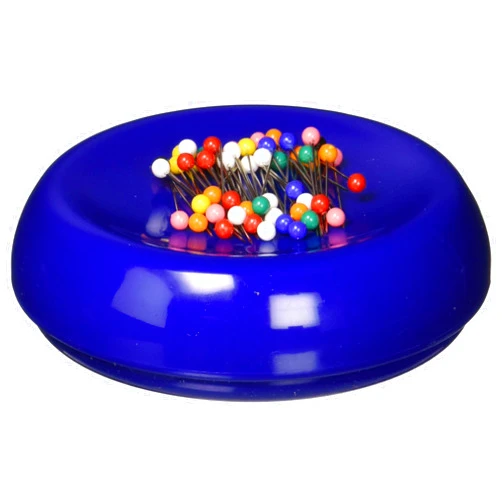 Grabbit Magnetic Sewing Pincushion with 50 Plastic Head Pins, Blue