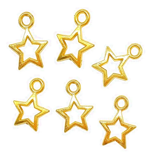 luzen 100Pcs Mini Star Charms Alloy Metal Hollow Star Charms Pendants for DIY Crafting Jewelry Making Earring Bracelet Necklace Accessories, Gold