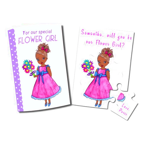 TwoCrewDesign African American Flower Girl, Flower Girl Wedding Coloring Book, Will You Be My Flower Girl Puzzle, Flower Girl Proposal Gift