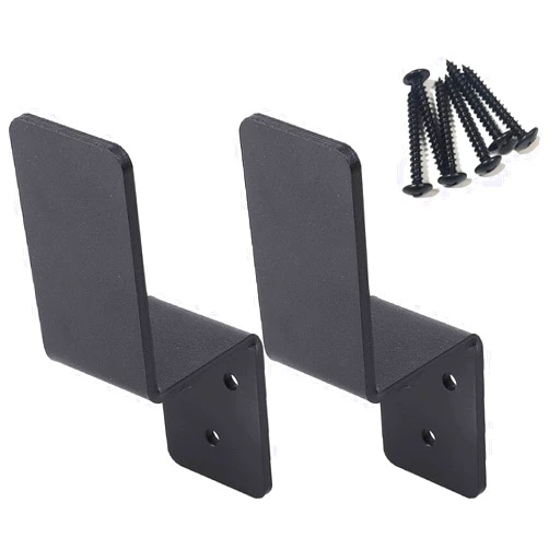 KSWLOR 2x4 Door Barricade Brackets Heavy Duty Metal Drop Open Bar Security Door Lock Bracket | Door Barricade Closed Bar Holder with Pin Hole | Easy and Effective Security Measure (2)