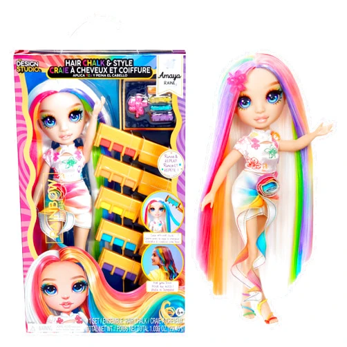 Rainbow High Hair Chalk & Style Amaya - Rainbow 11” Doll. Washable Rainbow Hair Chalk, Color, Style, Play, Rinse & Repeat. Great Gift for Kids 4-12+