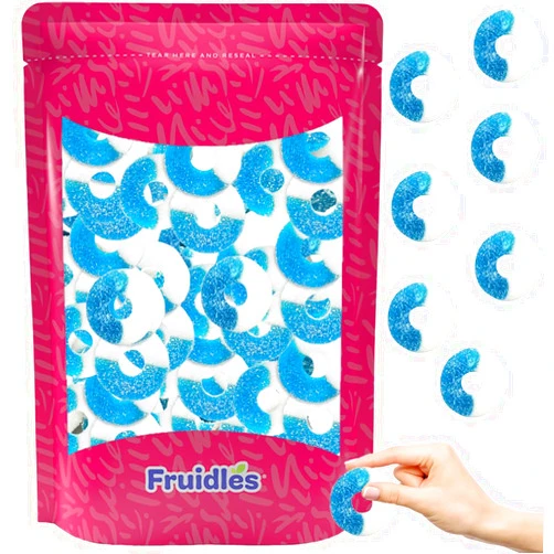 Fruidles Blue Raspberry Gummi Rings Candy, Assorted Fruit Flavors Gummies, Allergy Friendly, Non-GMO, No Artificial Sweeteners Gummy (8oz Bag)