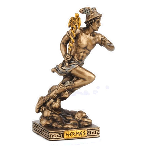Veronese Design 3 1/2 Greek God Hermes The Messenger of The Gods Miniature Figurine Hand Painted Bronze Finish