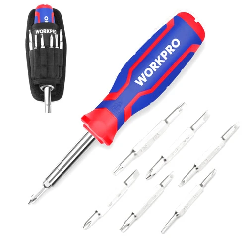 WORKPRO 15-in-1 Multi-bit Screwdriver Set Tool All in One, Portable Multi-purpose Screw-driver, Slotted/Philips/Torx/Square