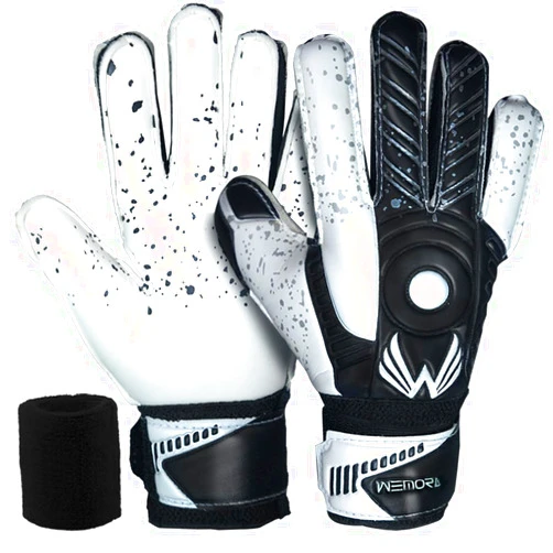 WEMORA Soccer Goalie Gloves Fingersave for Kids Youth Adults with 7.5MM Strong Grip Palm Flexible Finger Spines Goalkeeper Gloves