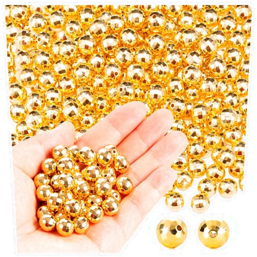 HFKPJRT 100PCS Disco Ball Beads, 10mm Reflective Faceted Mirrorball Bead Charms Silver Mini Disco Ball Cute Beads for Bracelets Keychain Jewelry Making DIY Craft 70s 80s Costume Accessories