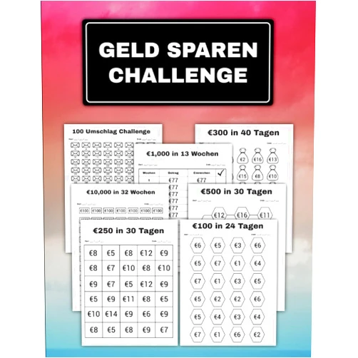 Melanie Sprenger Geld Sparen challenge buch Herausforderungen: Monatlicher und wöchentlicher Spar Tracker | budget planner challenge deutsch mit 100€, 250€, 300€, ... Weise Geld zu sparen (German Edition)