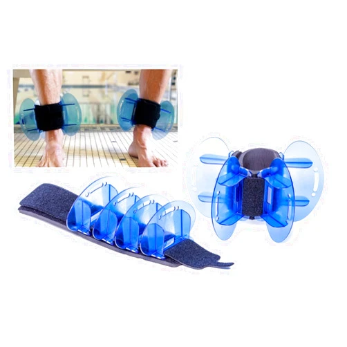 AquaLogix High Resistance Hybrid Aquatic Training Fin Set - Blue | Aquatic Cuffs | Quick Start Guide | Leg Water Weights | Strength & Swim Training | Pair (HRPCFIN)