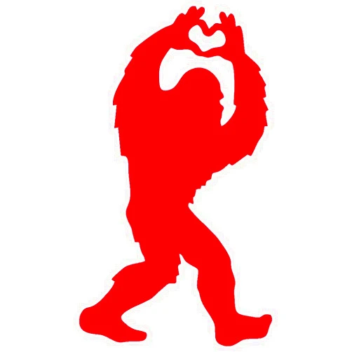 Peace Resource Project Bigfoot Love with Heart Vinyl Cutout Sticker Rub On Decal 2.75-by-4.5 Inches (Black)