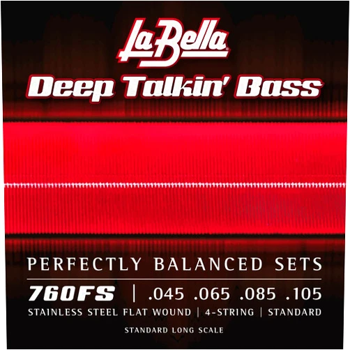 La Bella 760FS Deep Talkin' Stainless Steel Flat Wound - Standard Long Scale Through Body Bass Guitar String 45-105