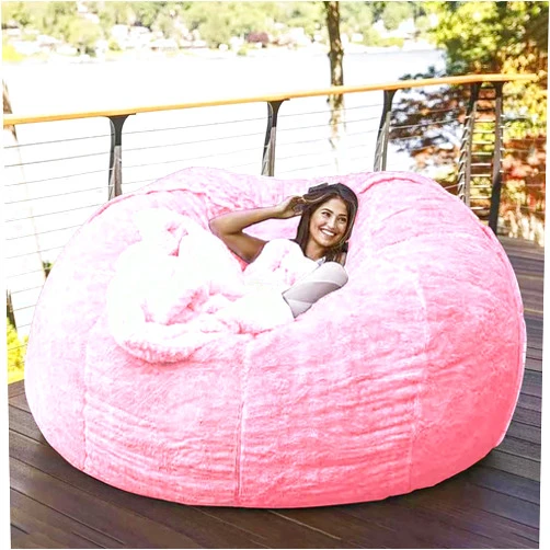 Handläufe Breathable and Comfortable Bean Bag Chair Cover (No Filler), Lazy Sofa Bed Cover Giant Fur Bean Bag Cover Washable Giant Bean Bag Chairs Cover