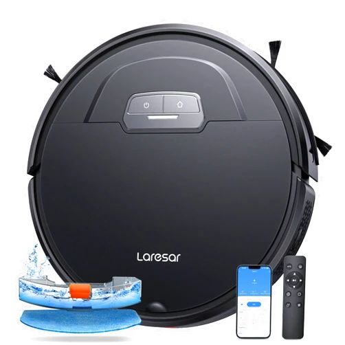 Laresar Robot Vacuums and Mop Combo, Max 4500Pa Suction, Evol 3 Robotic Vacuum Cleaner with Auto Carpet Boost, Self-Charging Robot Vacuum, App&Remote&Voice Control, Ideal for Pet Hair and Carpets