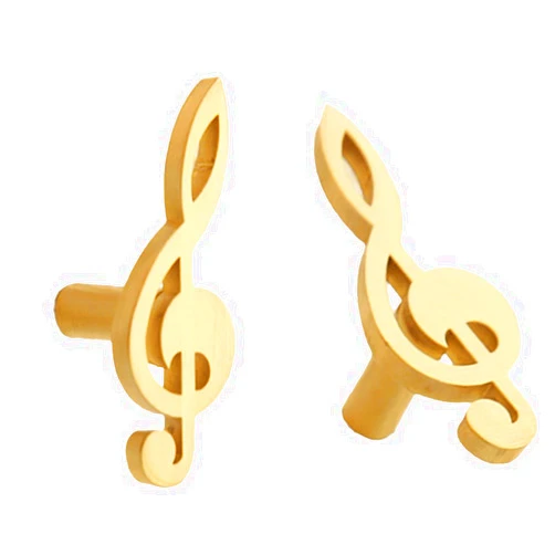 HDKXBEJ 2 Pcs Music Symbol Gold Knobs, Drawer Pulls and Knobs, Dresser Drawer Knobs, Brass Cabinet Pulls, Kitchen Knobs for Cabinets, Closet Door Hardware, Cabinet Knobs Gold Dresser Decor