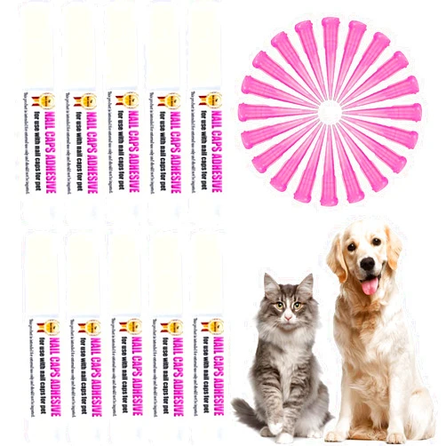 YMCCOOL 10pcs of Special Pet Nail Adhesive Glues & 20pcs of Applicator Tips for Cat Nail Caps and Dog Nail Caps