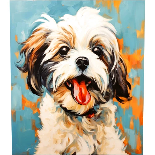 PIPISKY Oil Hand Painting Puppy DIY Paint by Numbers,Chinese Lion Dog, Shih Tzu,Cute Dog Painting on Canvas for Adults Beginner Kids,40x50cm,Without Frame
