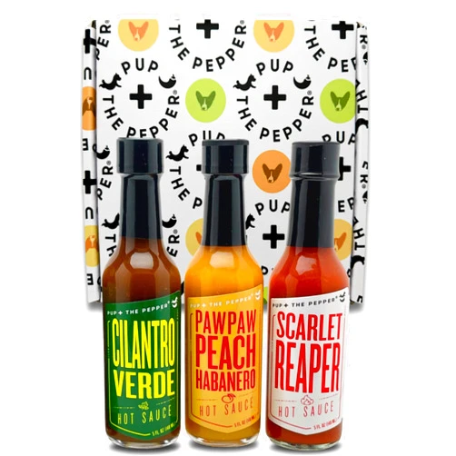 PUP + THE PEPPER Pup & The Pepper 3 Pack Gift Box - PawPaw Peach Habanero, Scarlet Reaper, Cilantro Verde